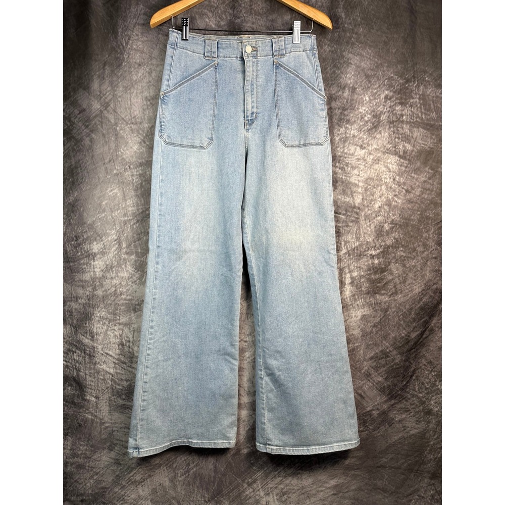 JBD Just Black Denim Wide Leg Jean Women 29 Light Wash Sienna Patch Pocket DP782